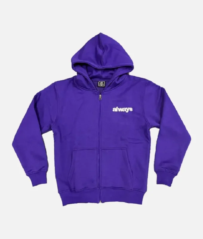 Adwysd Always Up Purple Zip Up Hoodie