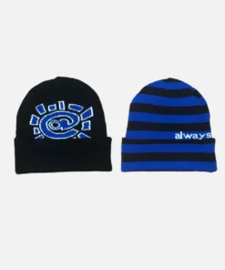 Adwysd Reversible Cuff Beanie Black Blue