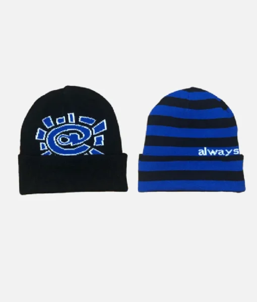 Adwysd Reversible Cuff Beanie Black Blue