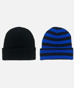 Adwysd Reversible Cuff Beanie Black Blue