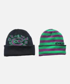 Adwysd Reversible Cuff Beanie Purple Green