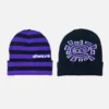 Adwysd Reversible No Cuff Beanie Purple Black